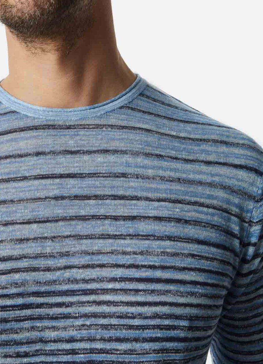 Sky Blue/White Striped Linen Sweater