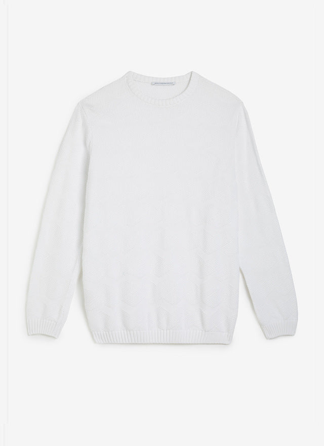 White Organic Cotton Textured Sweater