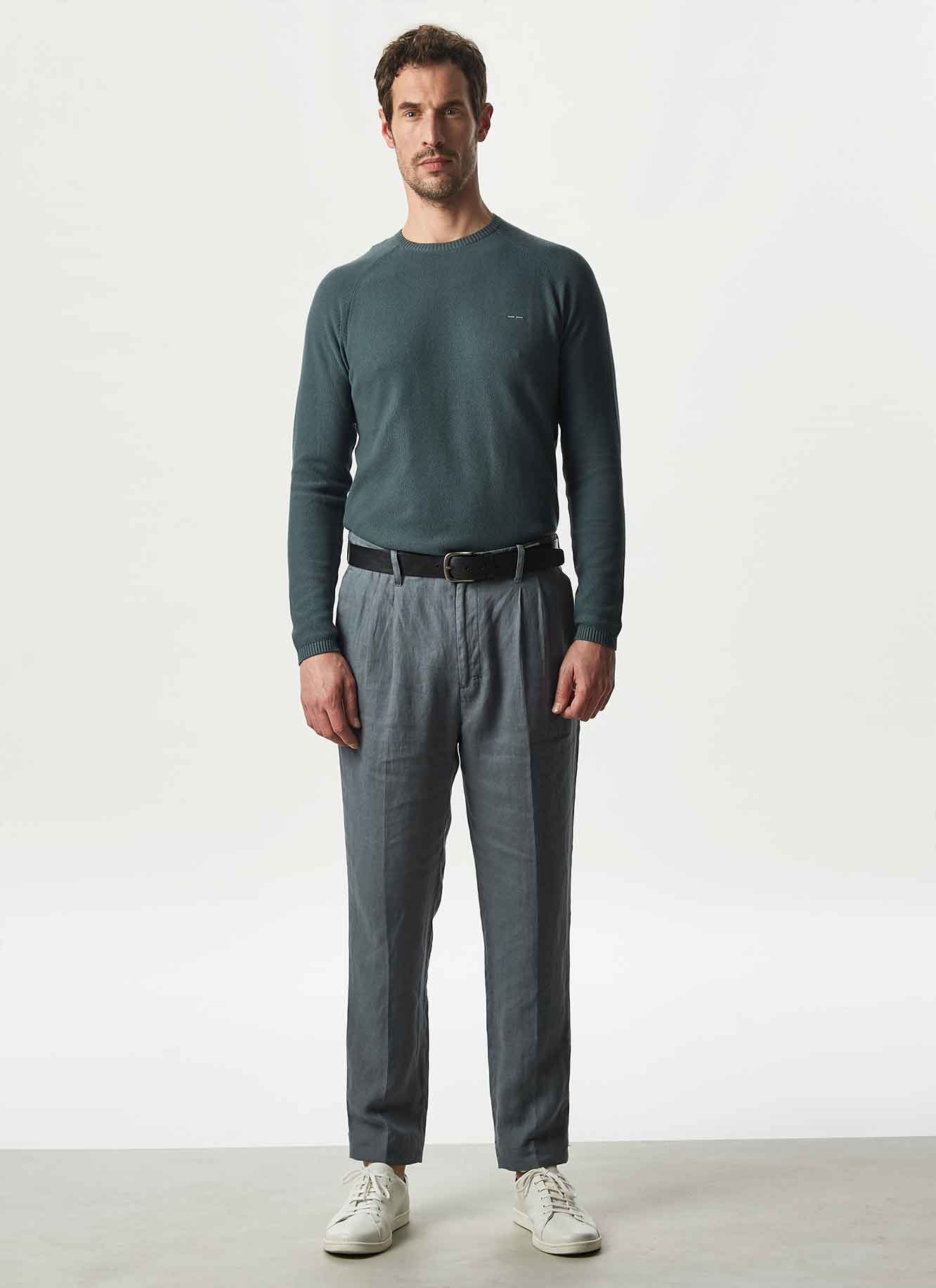 Lagoon Cotton Sweater With Striped Texture