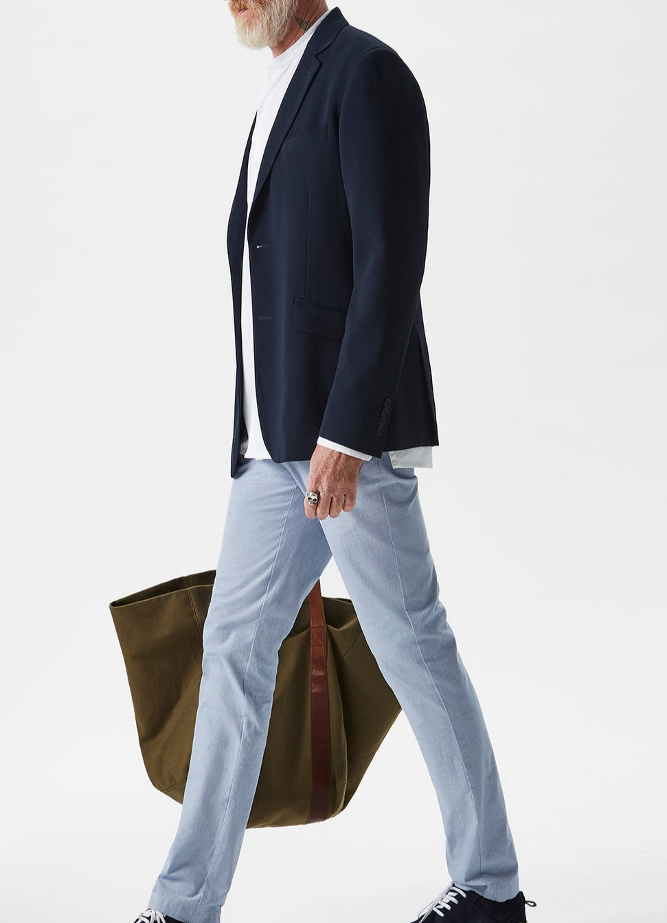 Light Blue Elastic Cotton Trousers