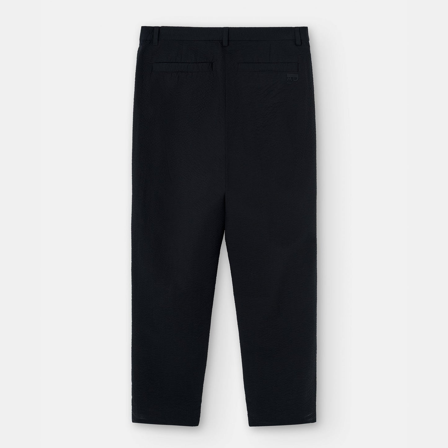 Black Cotton Seersucker Chino Pants