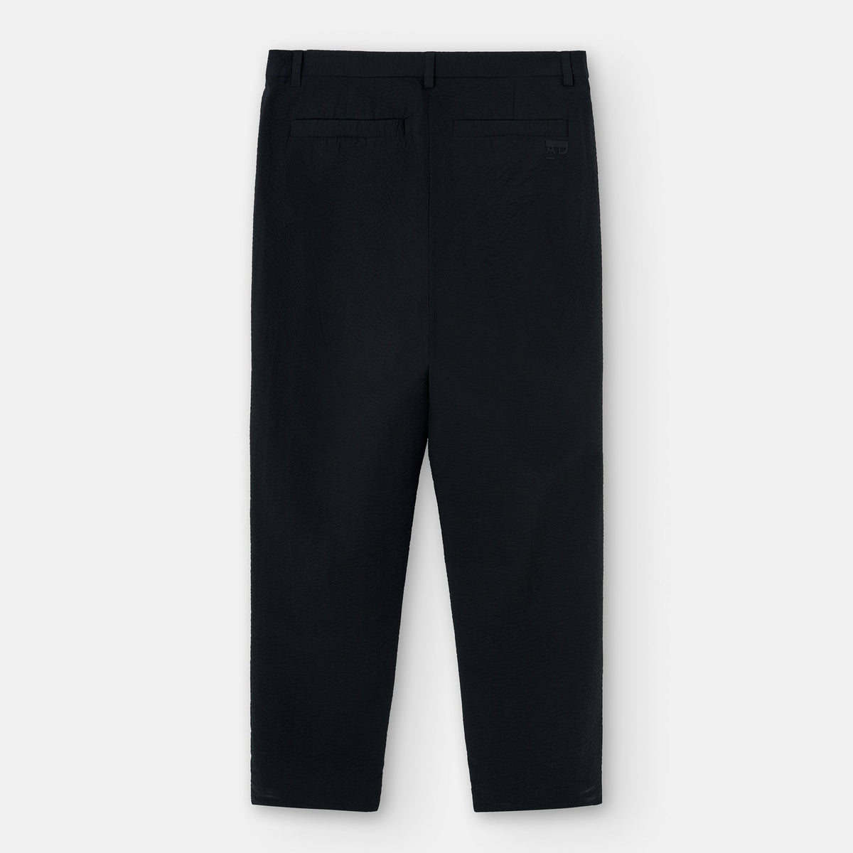 Black Cotton Seersucker Chino Pants