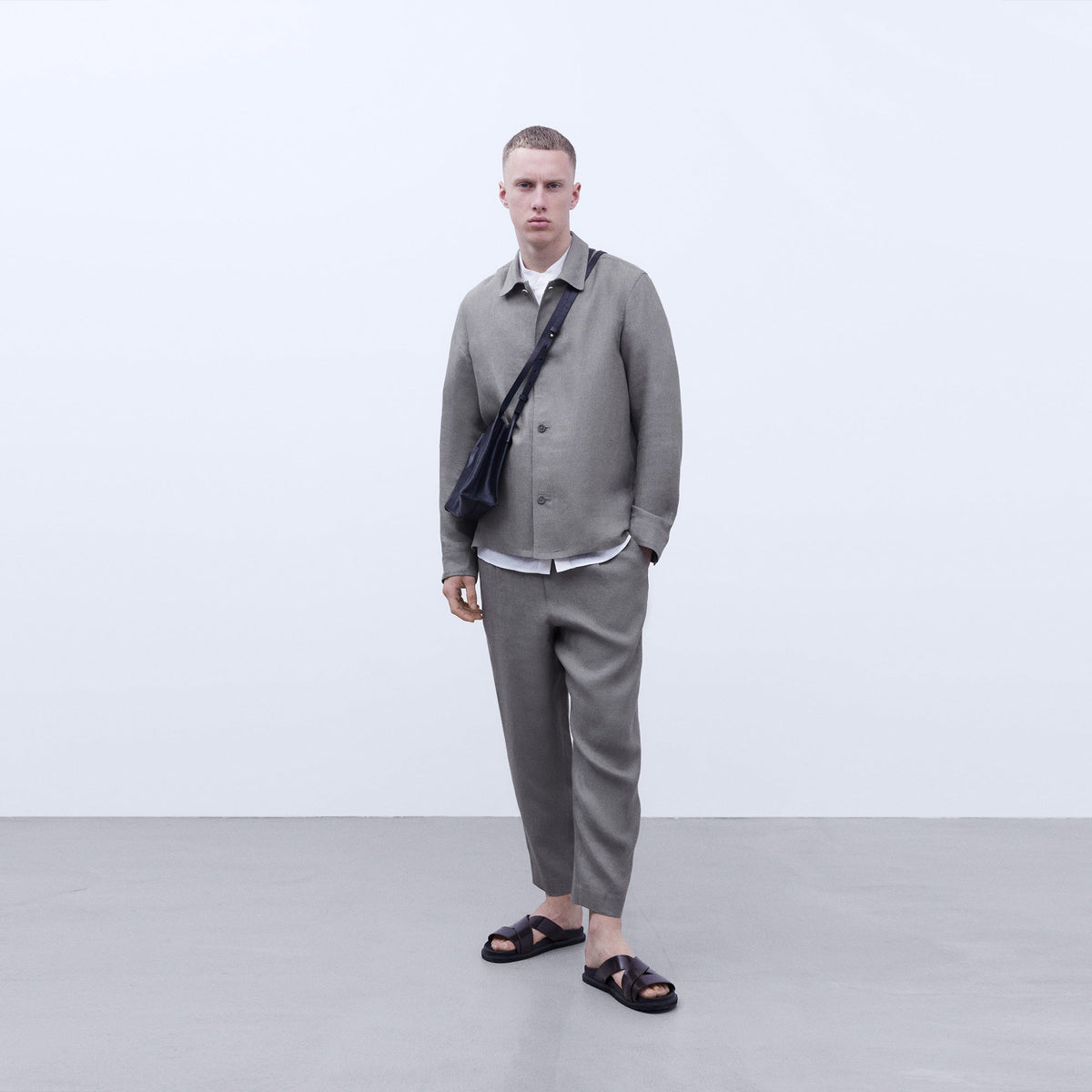 European Linen Trousers - Grey/Green