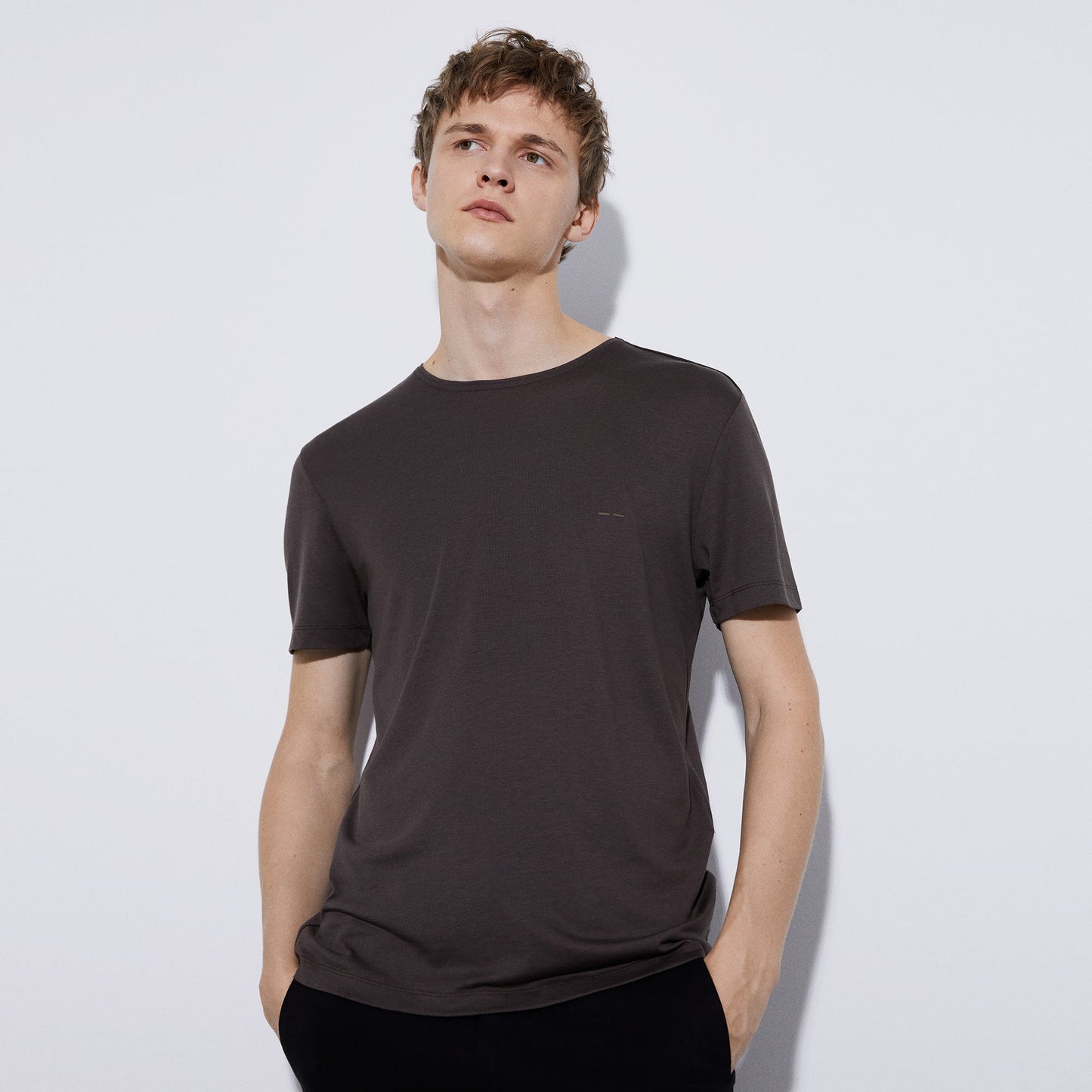 Chesnut Brown Lyocell Crew Neck T-Shirt