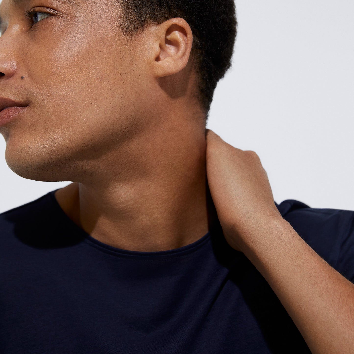 Navyblue Lyocell Crew Neck T-Shirt