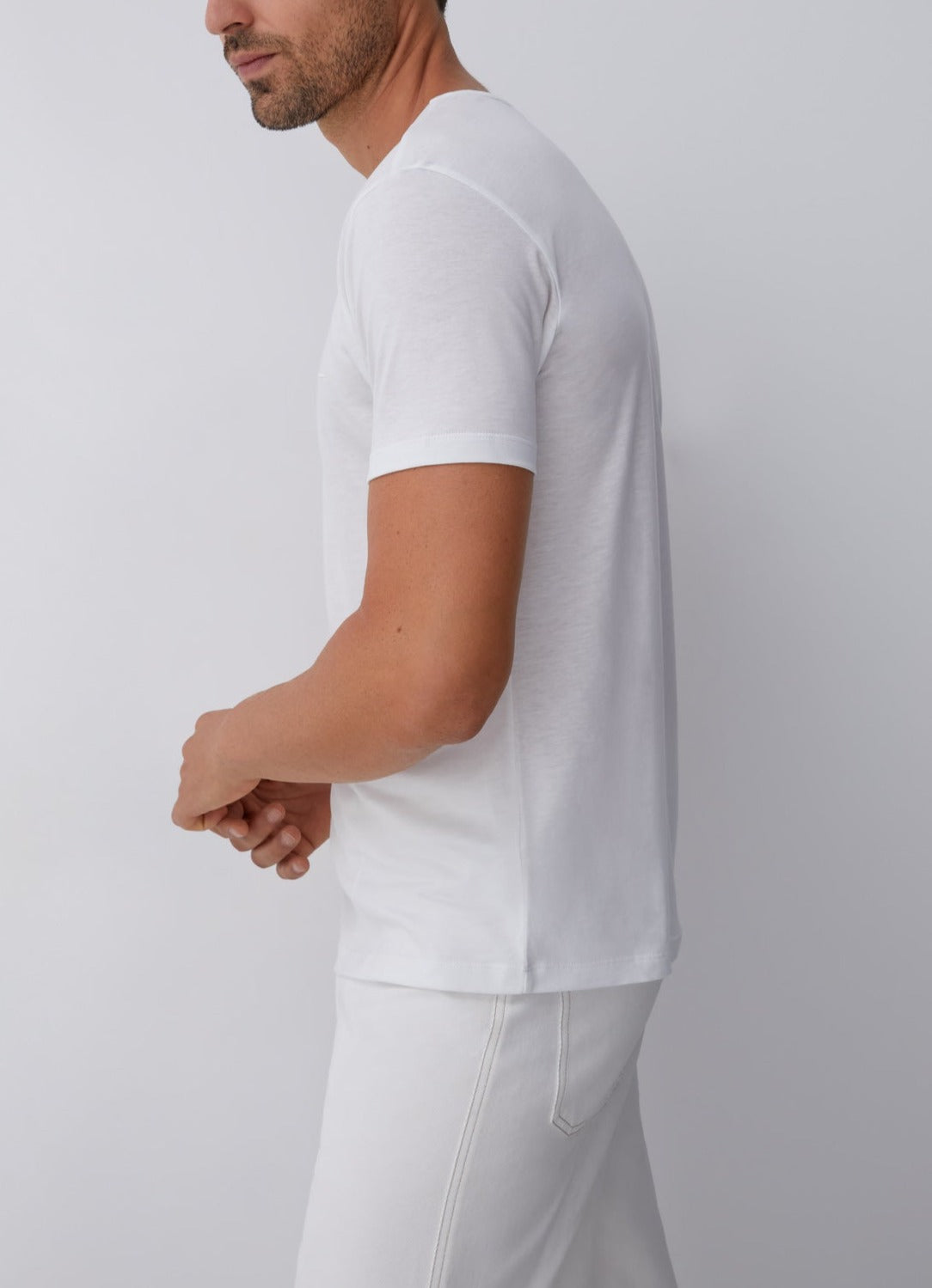 White Lyocell And Cotton T-Shirt
