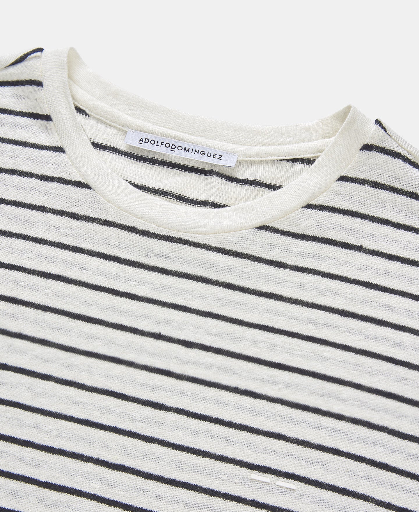 White/Blue Stripe White Linen Striped T-Shirt
