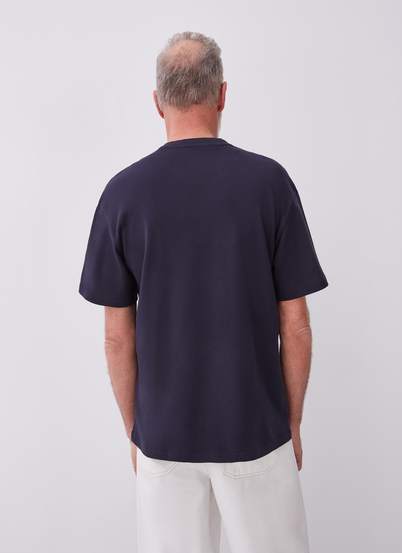 Navy Blue Basic T-Shirt With Logo On Shoulder