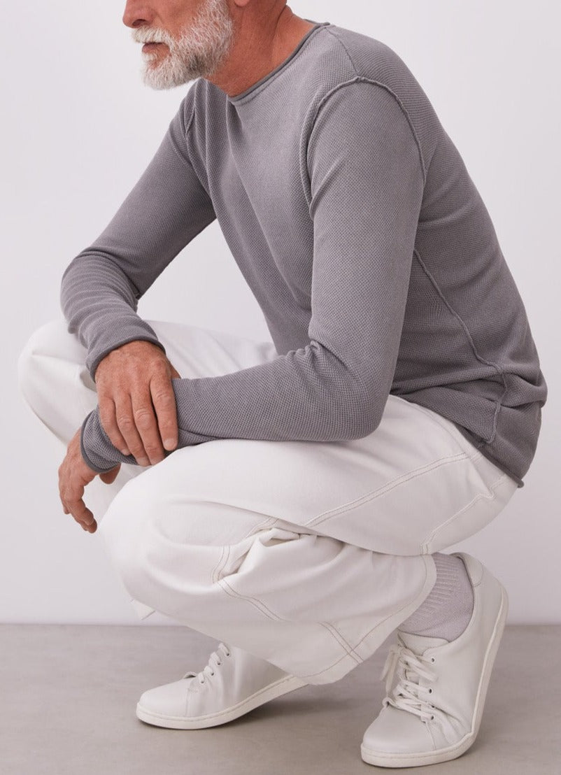 Grey Cotton Pique Washed T-Shirt