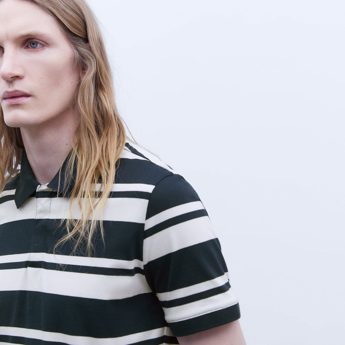 Oversize Striped Cotton Polo - White/Blue