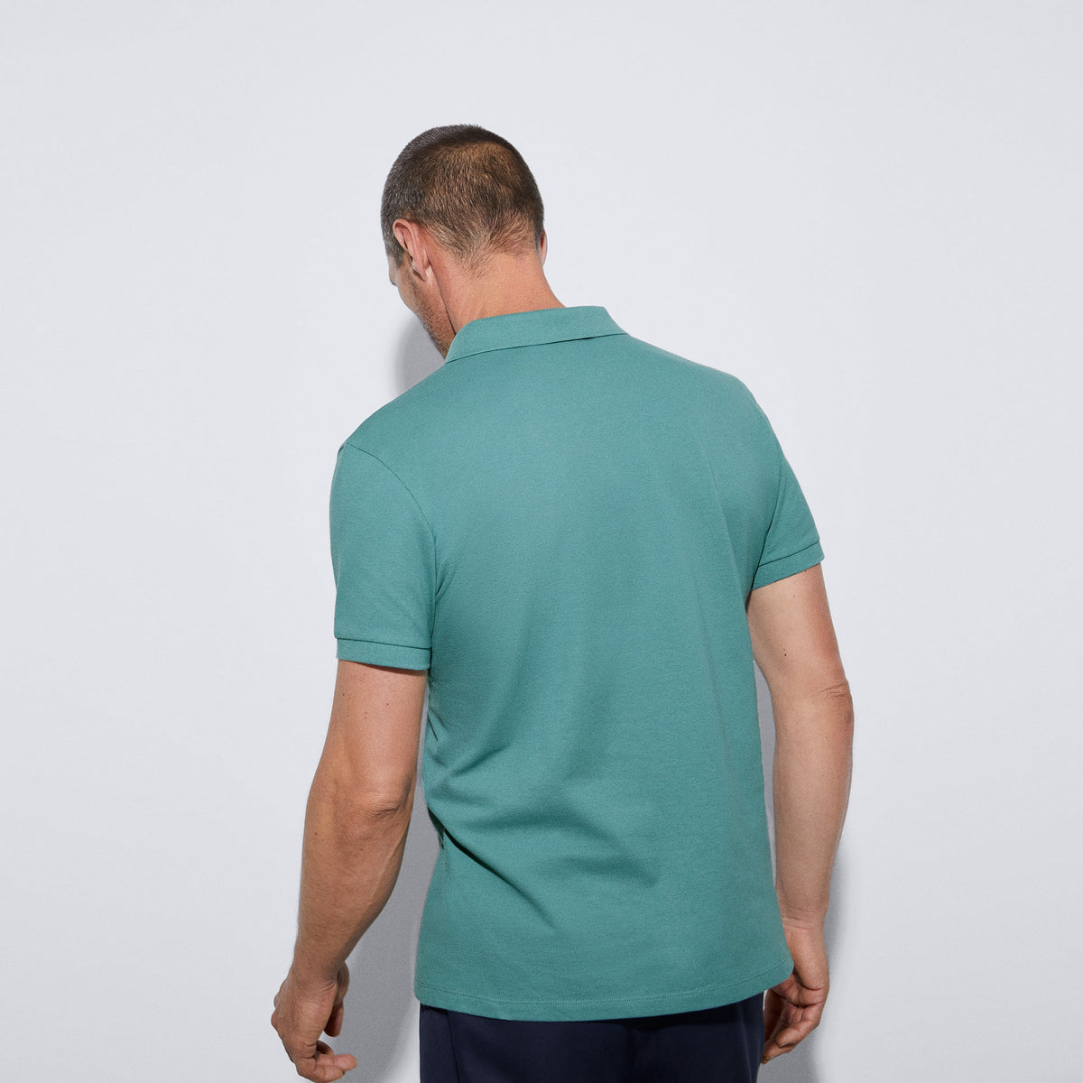 Topaz Blue Cotton Pique Two Button Polo Shirt