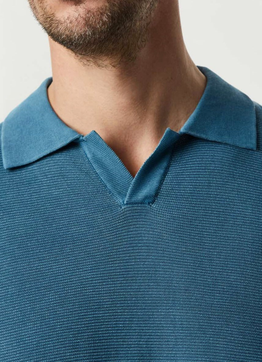 Prussian Blue Delave Polo Shirt With Short Sleeve
