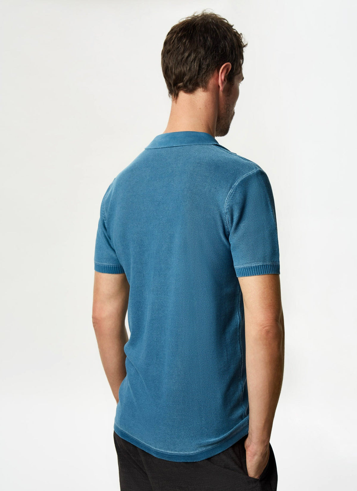 Prussian Blue Delave Polo Shirt With Short Sleeve