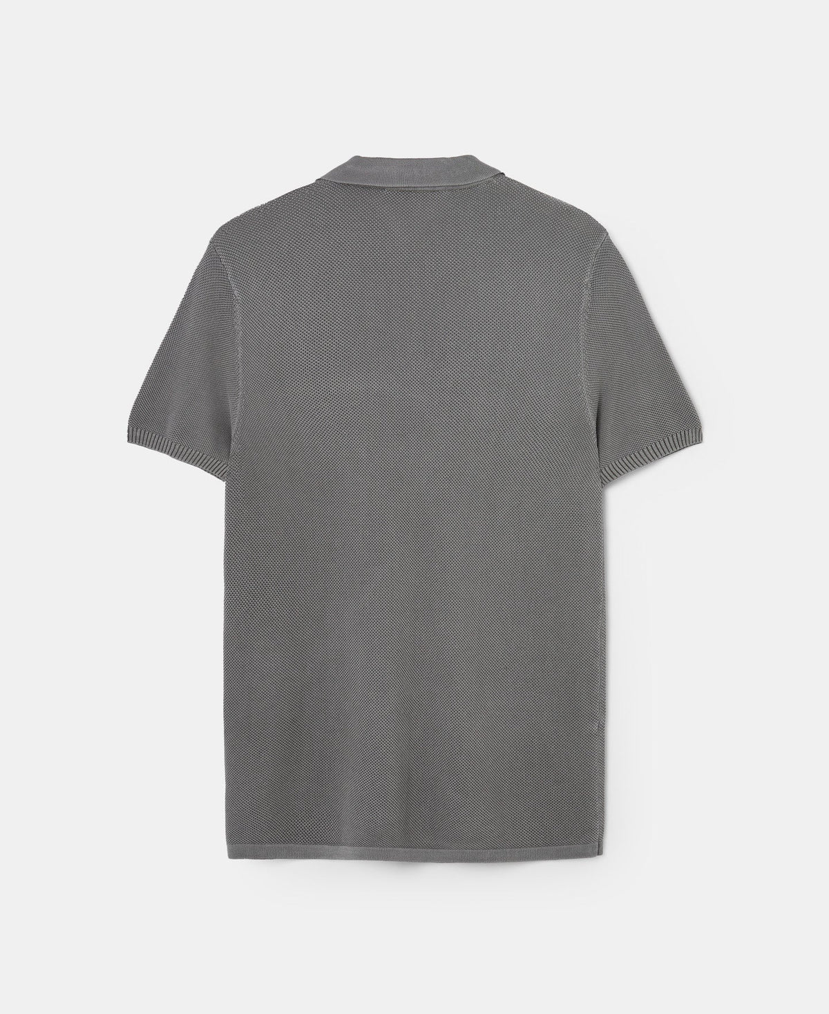 Grey Pique Shirt Collar Polo Shirt