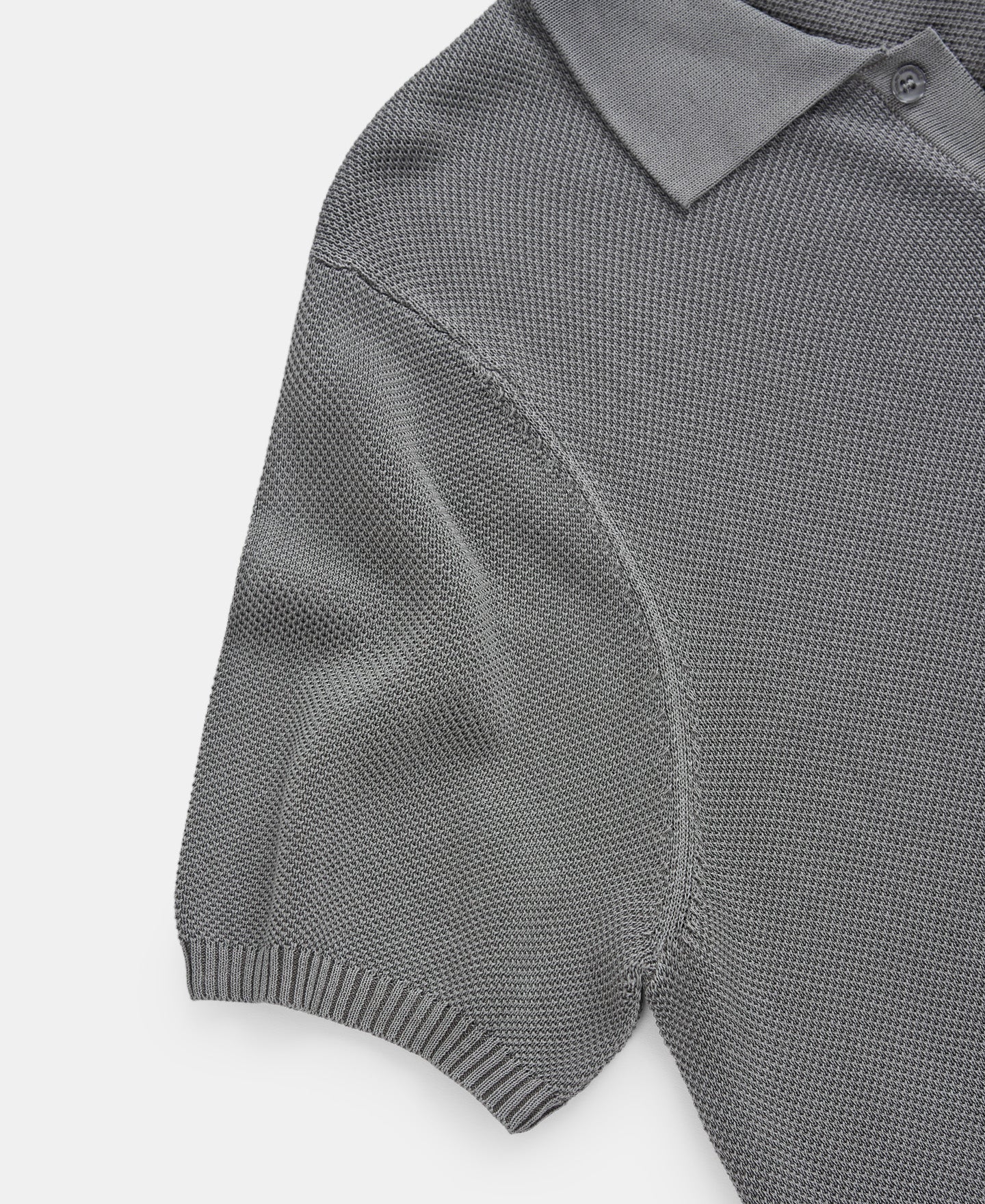 Grey Pique Shirt Collar Polo Shirt