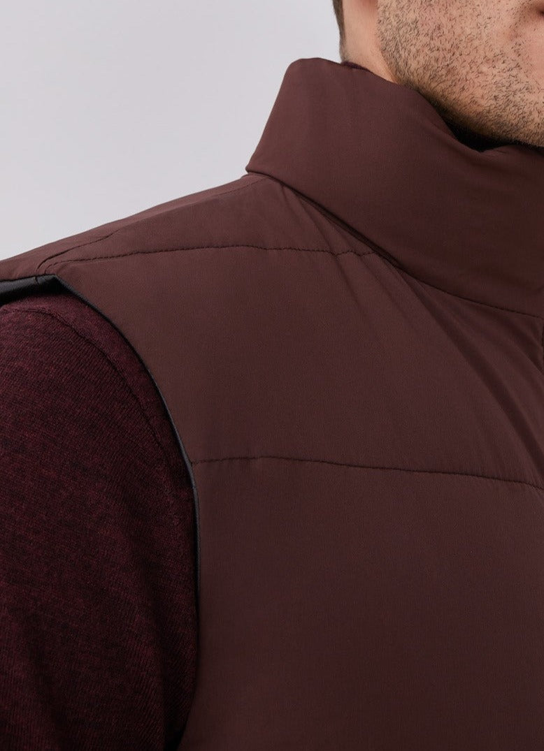 Brown Reversible Gummed Puffer Waistcoat