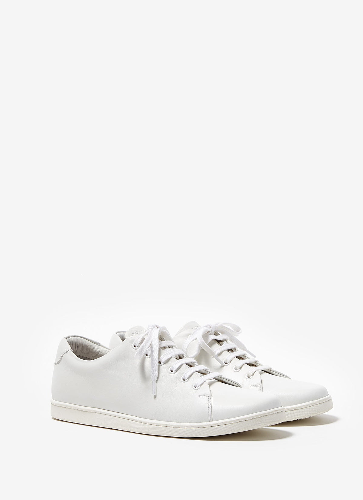 White Leather Sneakers With Rubber Sole
