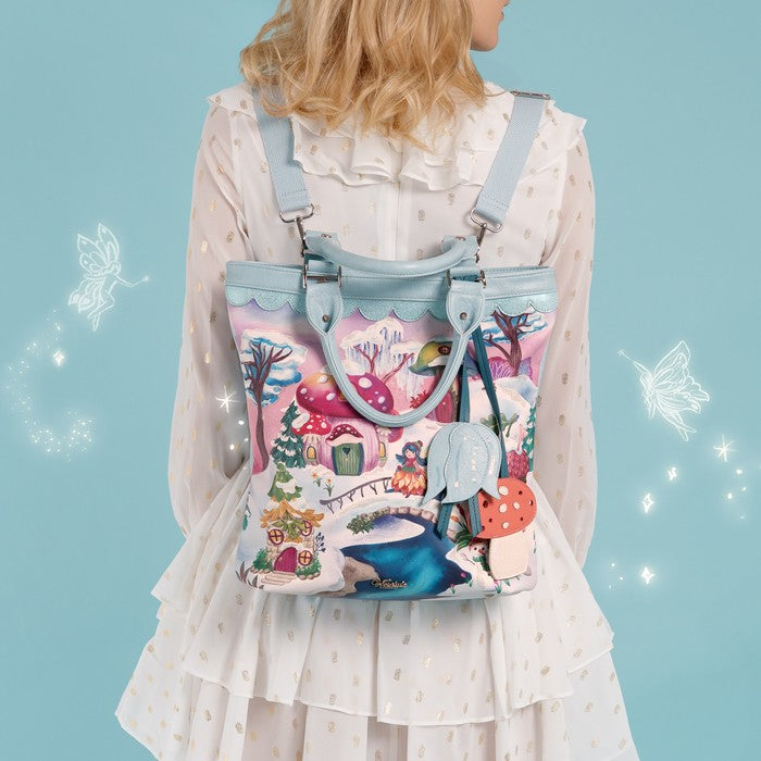 Vendula London Fairy Village Anouk Bag – model wearing it as a backpack