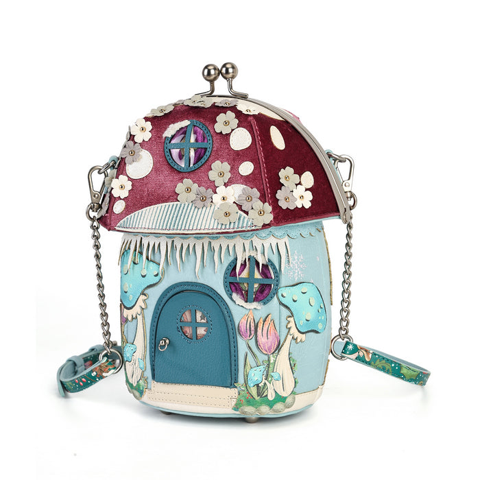 Vendula London Fairy Village Toadstool House Bag – front, three-quarter view