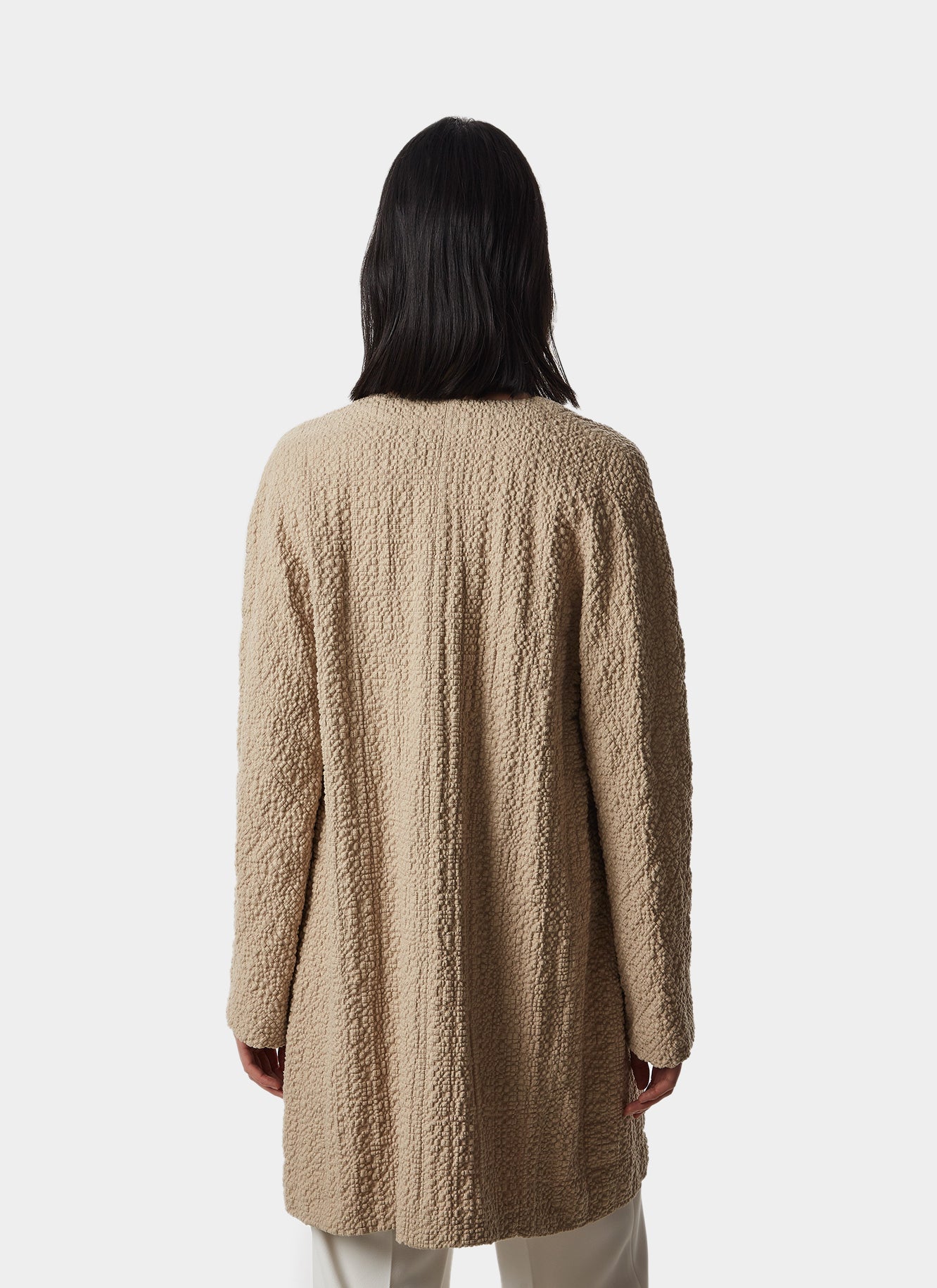 Beige Bouclé Cotton Fluid Coat