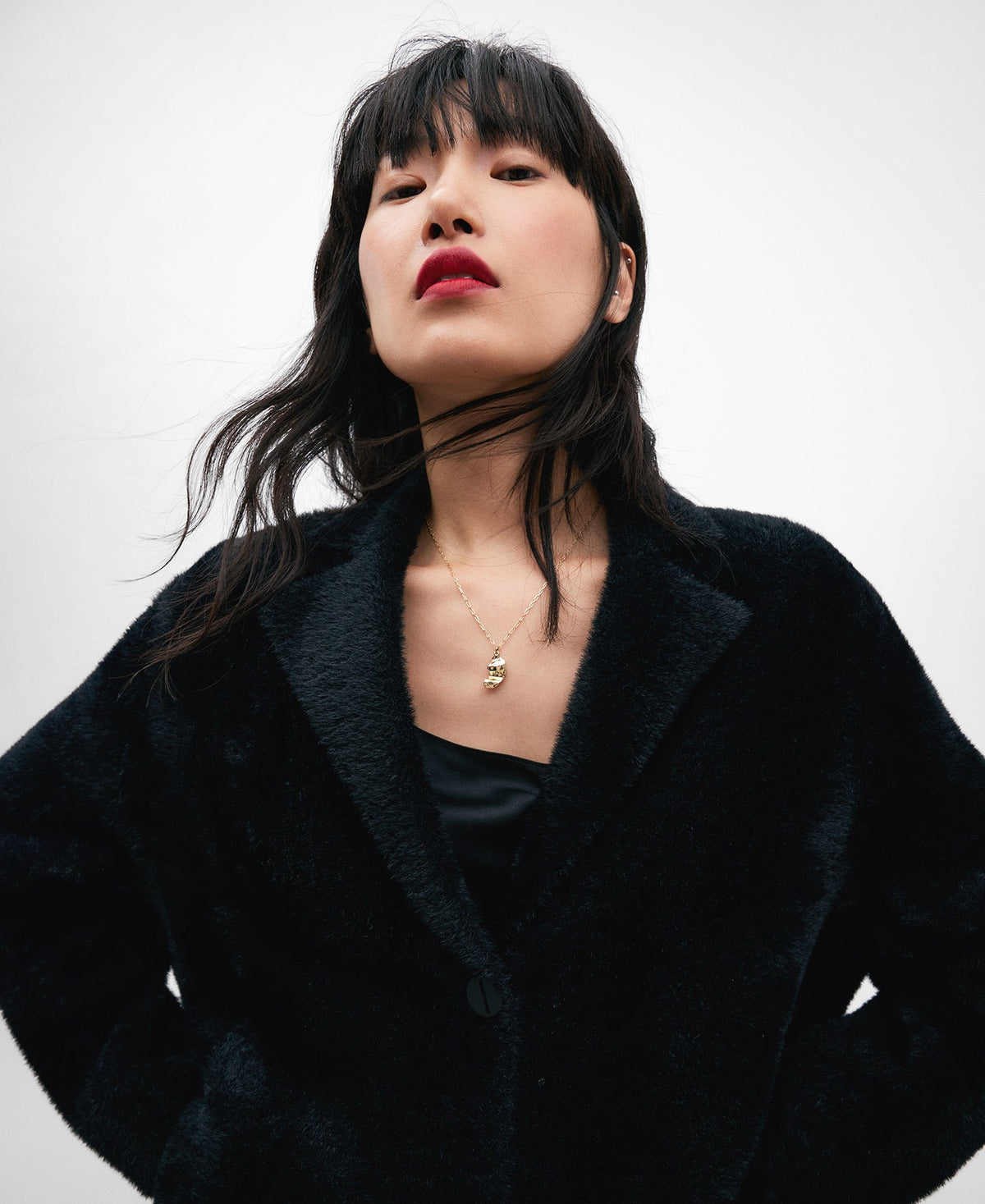 Black Long Nylon Coat For Women