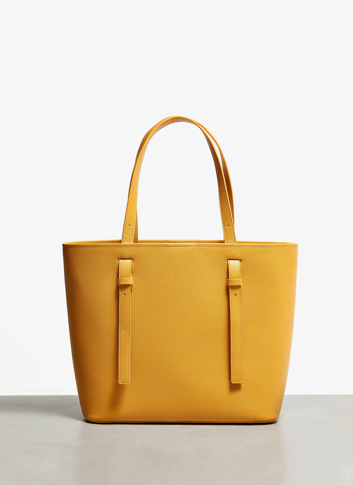 Yellow Vegan Saffiano Shopper With Pouch