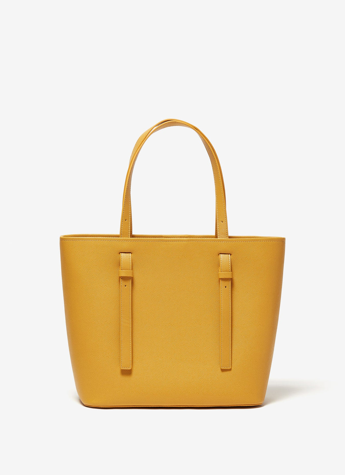 Yellow Vegan Saffiano Shopper With Pouch