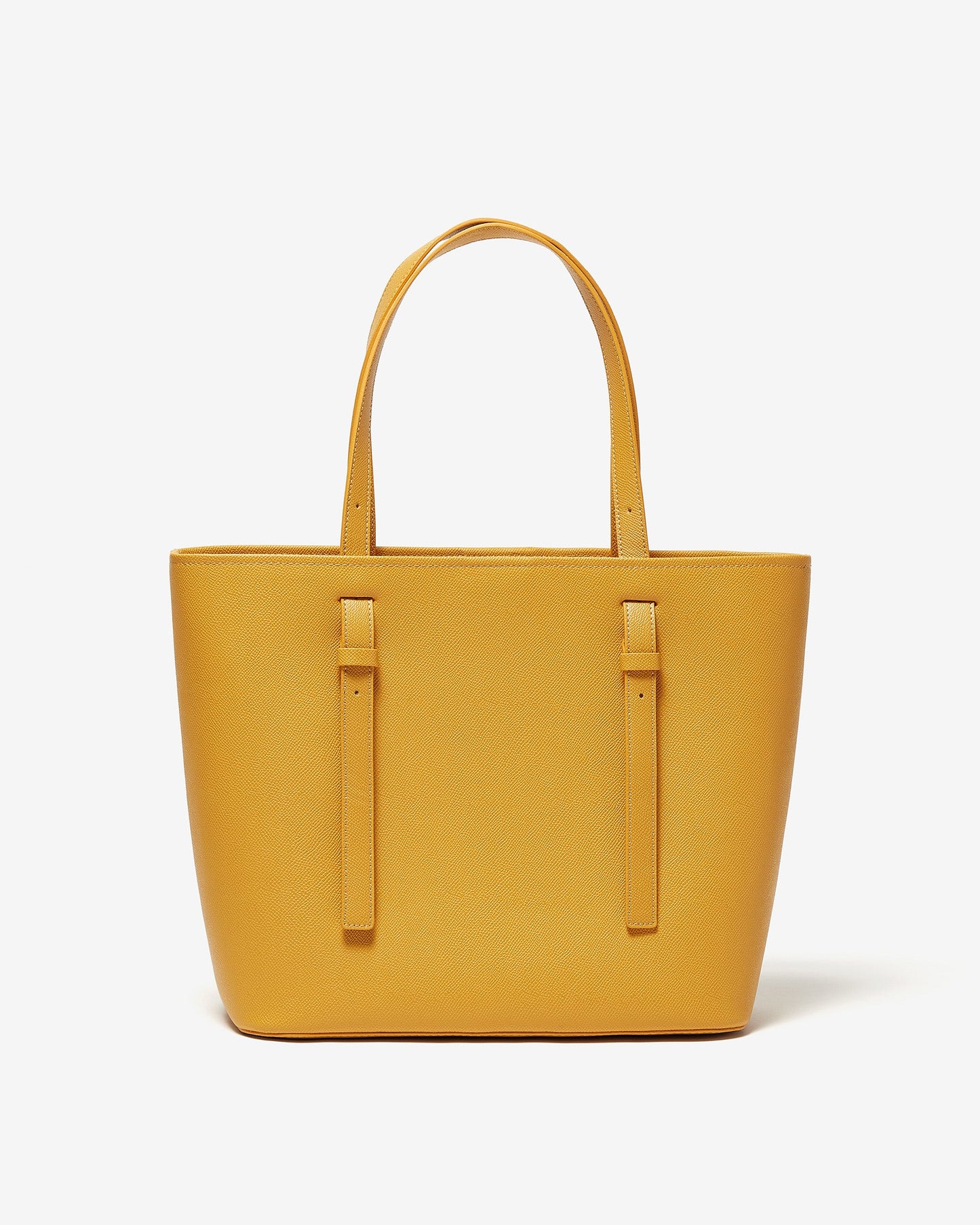 Yellow Vegan Saffiano Shopper With Pouch