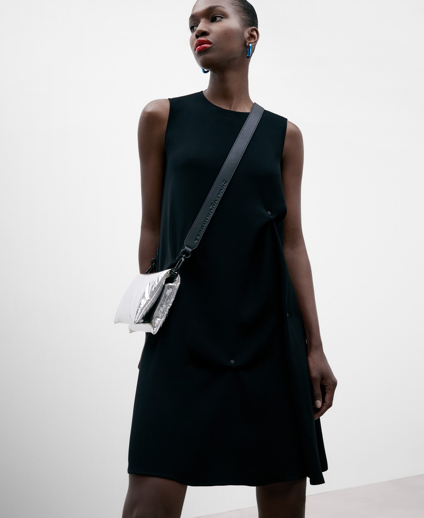 Silver Padded Mini Shoulder Bag