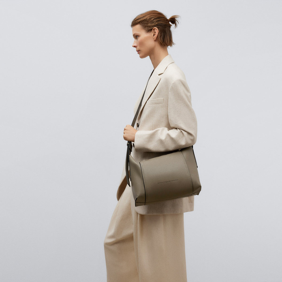 Green/Grey Large Leather-Non-Leather Crossbody