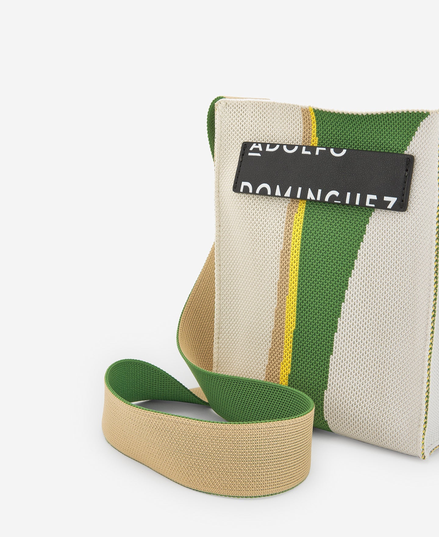 Green/Ecru Printed Knit Mini Shoulder Bag