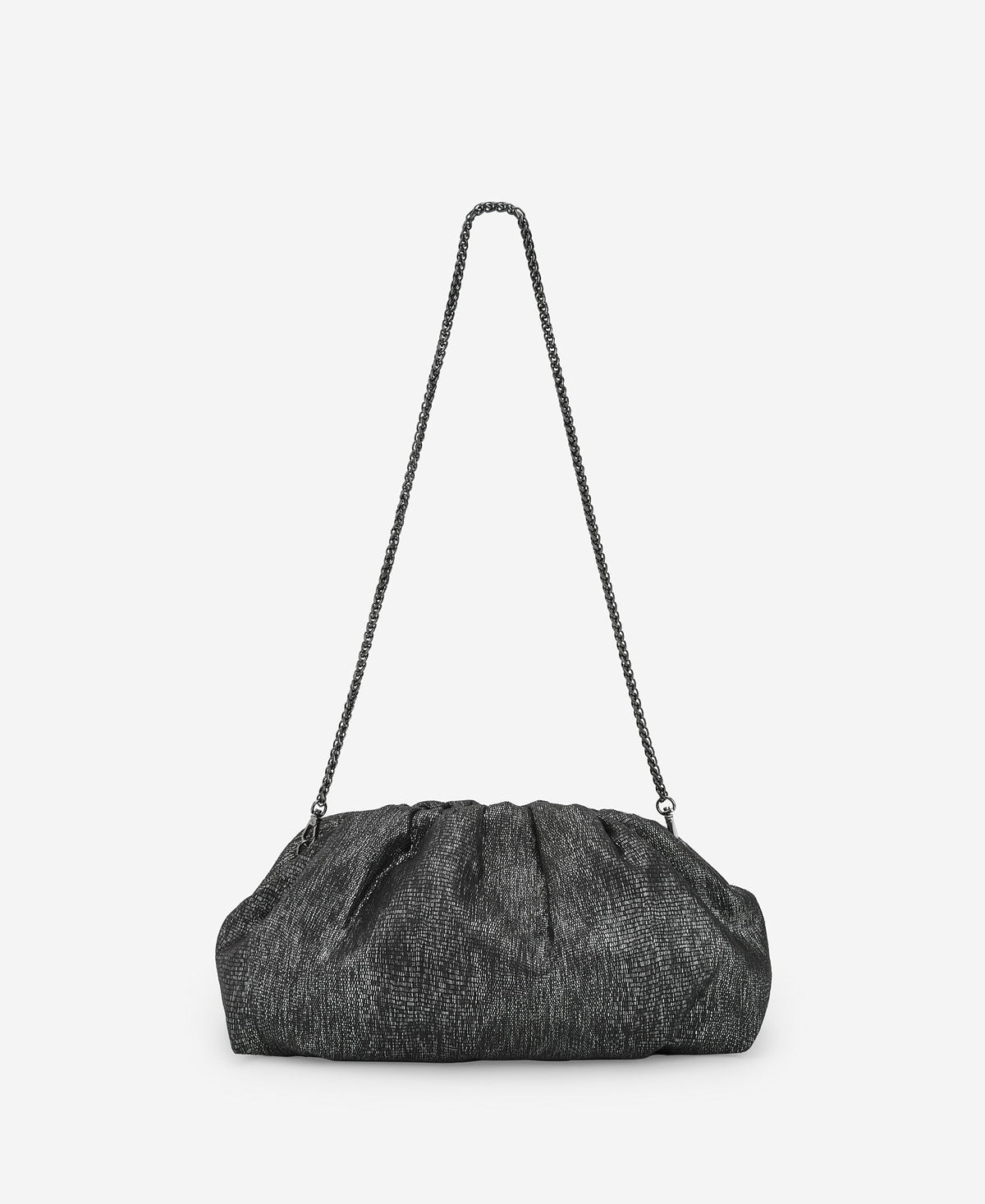 Silver Metallic Fabric Clutch