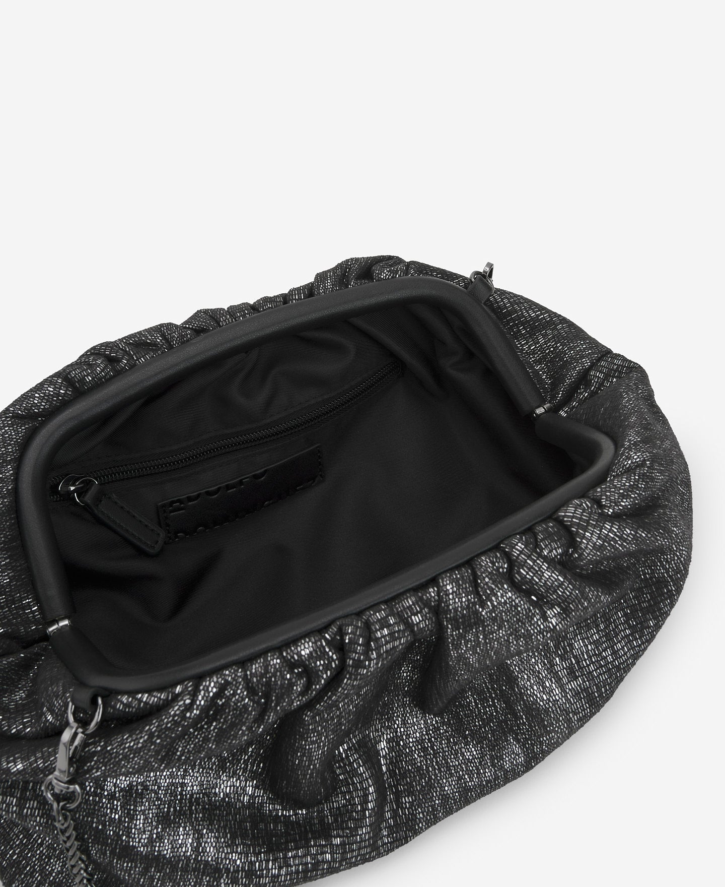 Silver Metallic Fabric Clutch