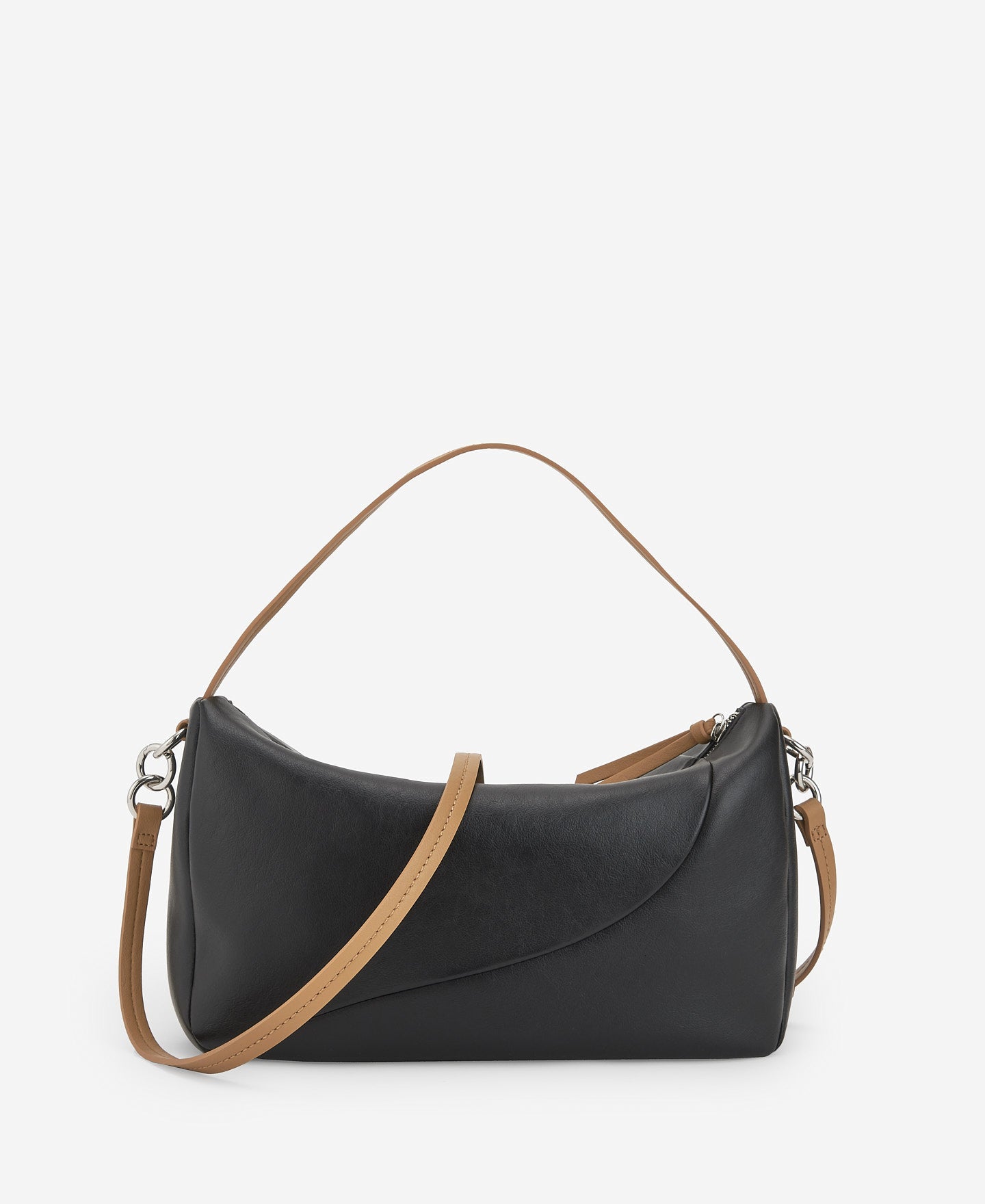 Black/Camel Semigrain Texture Medium Bowling Bag