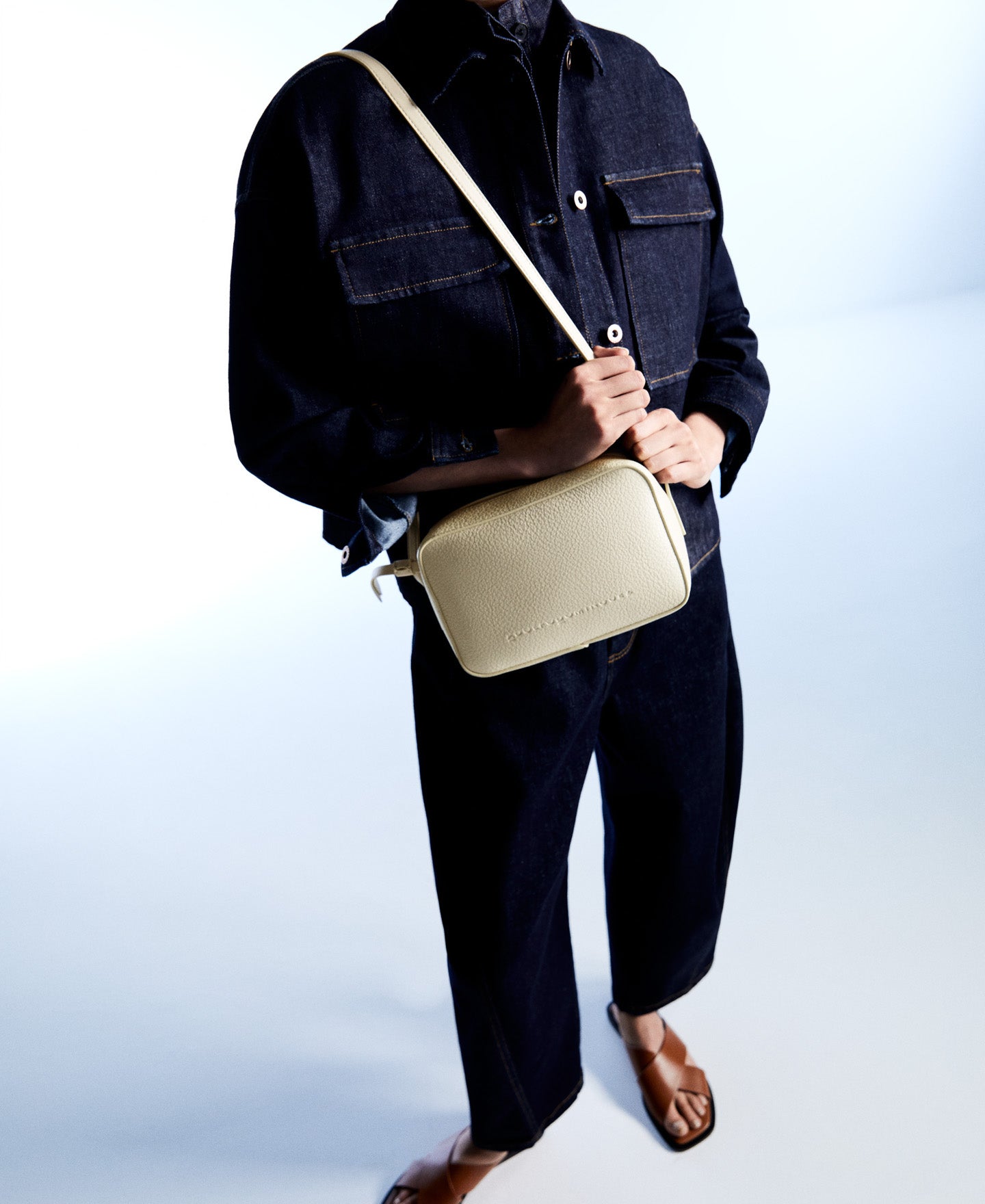 Cream Recycled Material Shoulder Bag