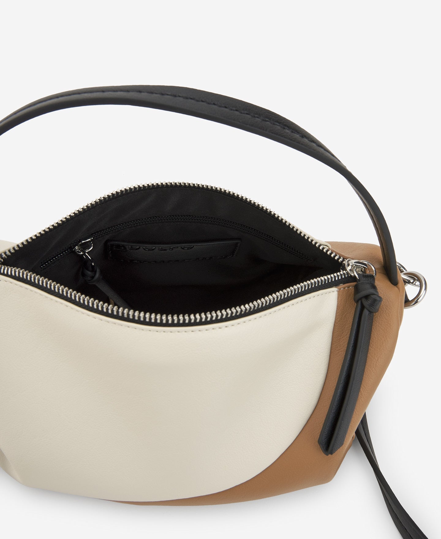 Camel/Ecru Semigrain Texture Mini Bowling Bag