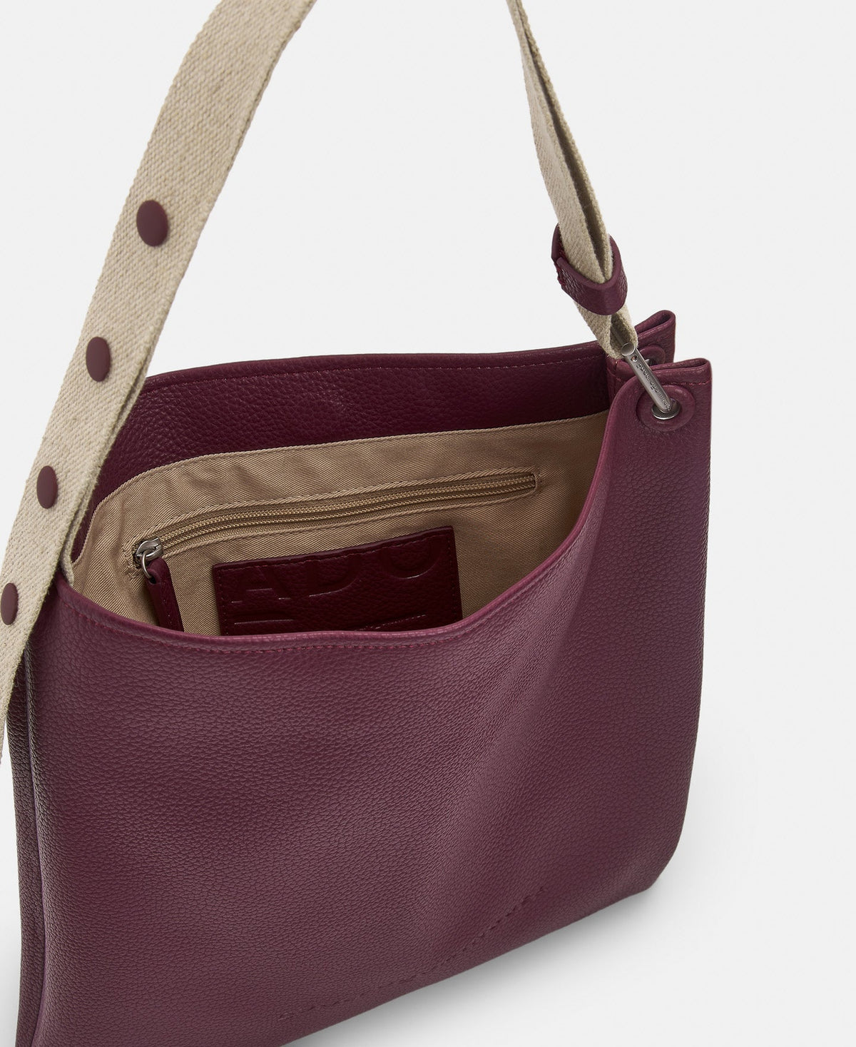 Maroon Recycled Material Vertical Hobo Bag