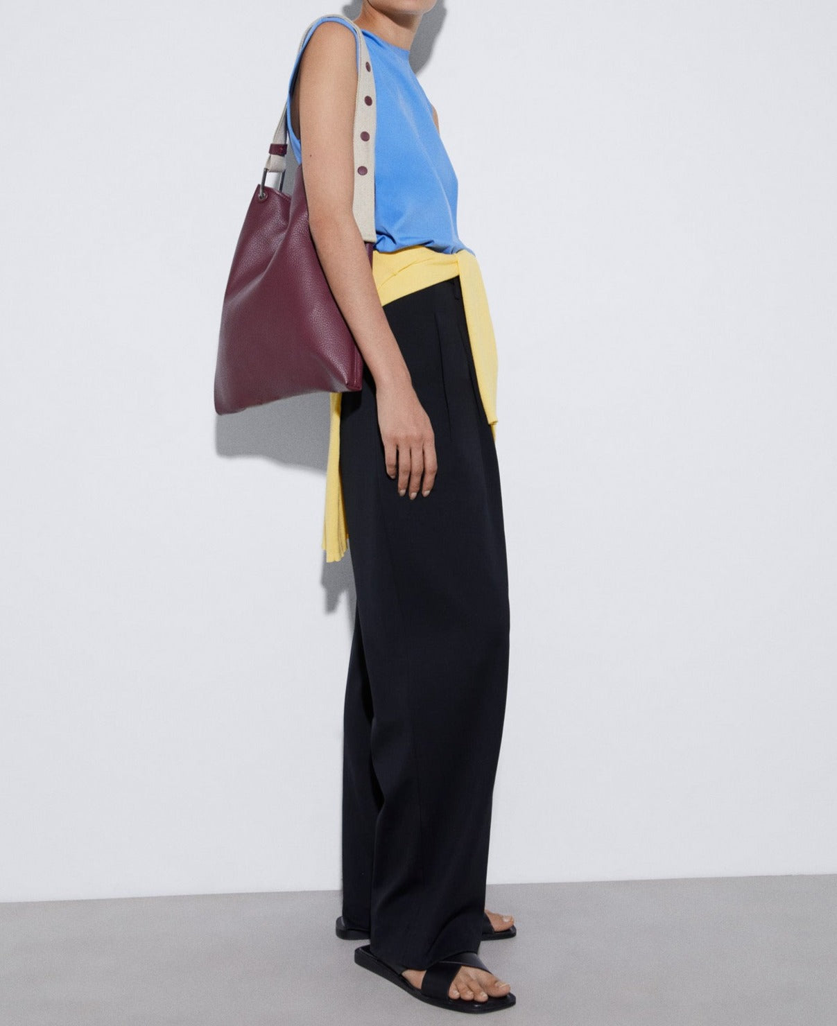 Maroon Recycled Material Vertical Hobo Bag