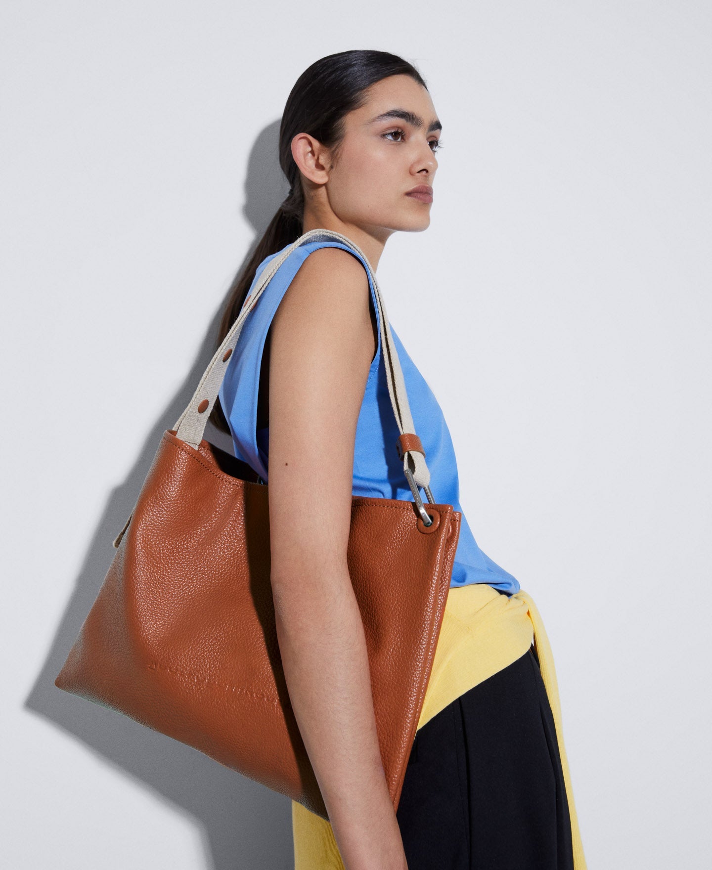 Orange Recycled Material Horizontal Hobo Bag