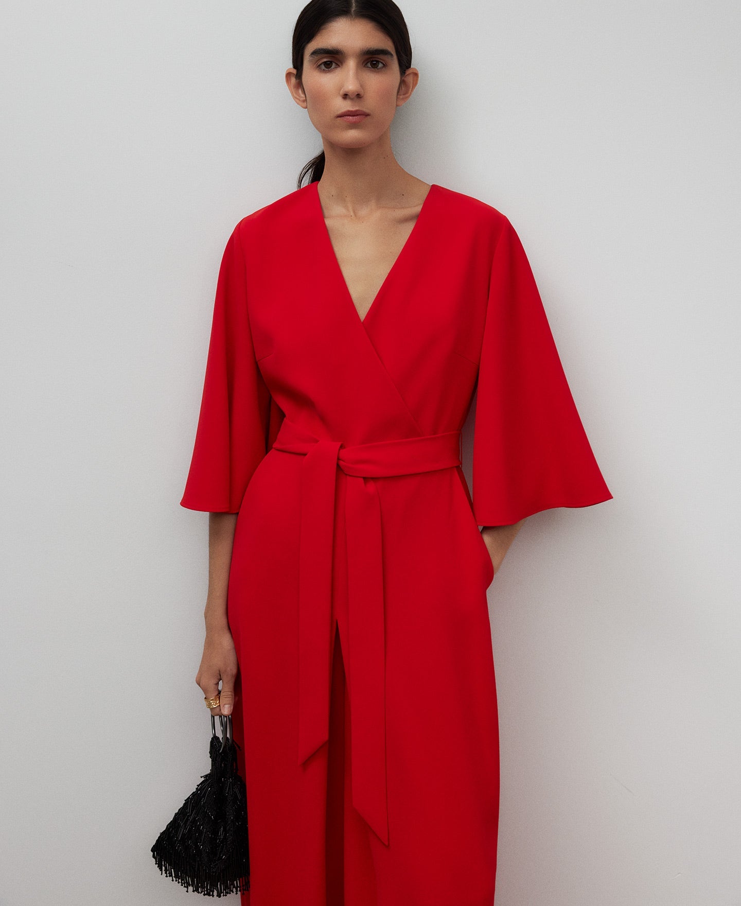 Beaded black cocktail bag in black for women