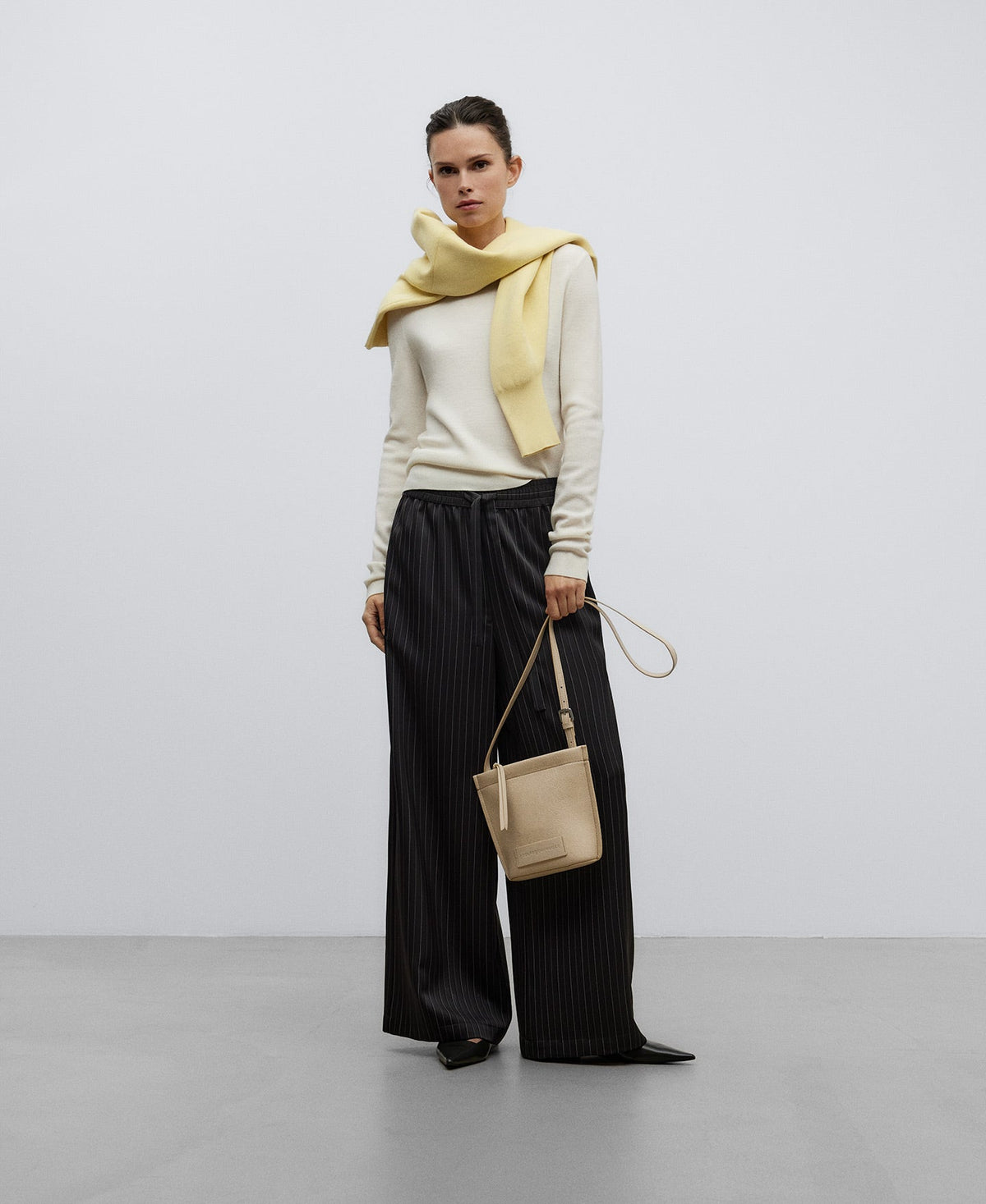 Light Cream Small Recycled Material Crossbody Bag