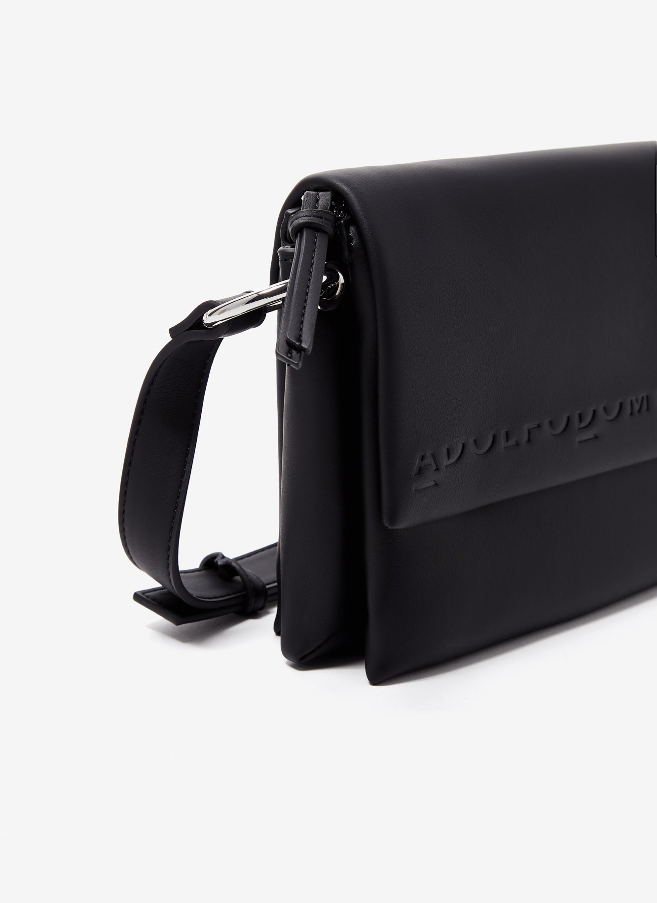 Black Recycled Material Flap Cross Body Bag