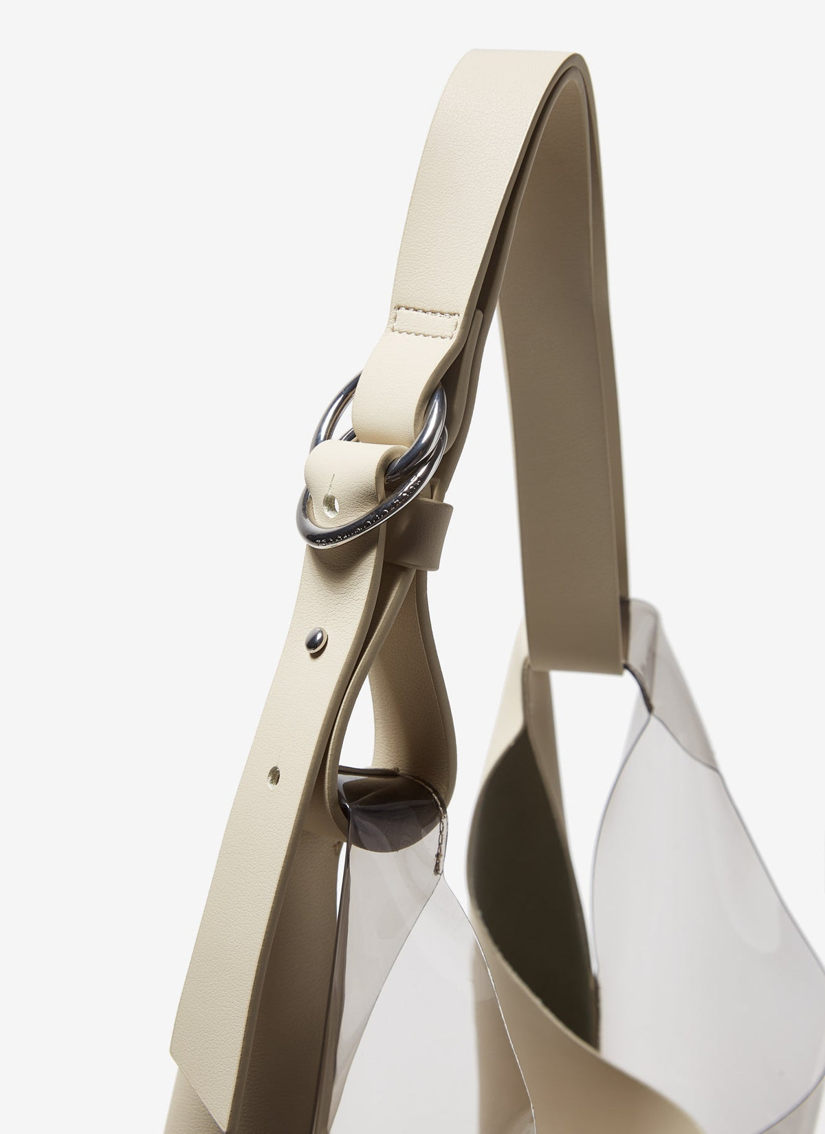 Nude Transparent Hobo Bag With Cotton Pouch