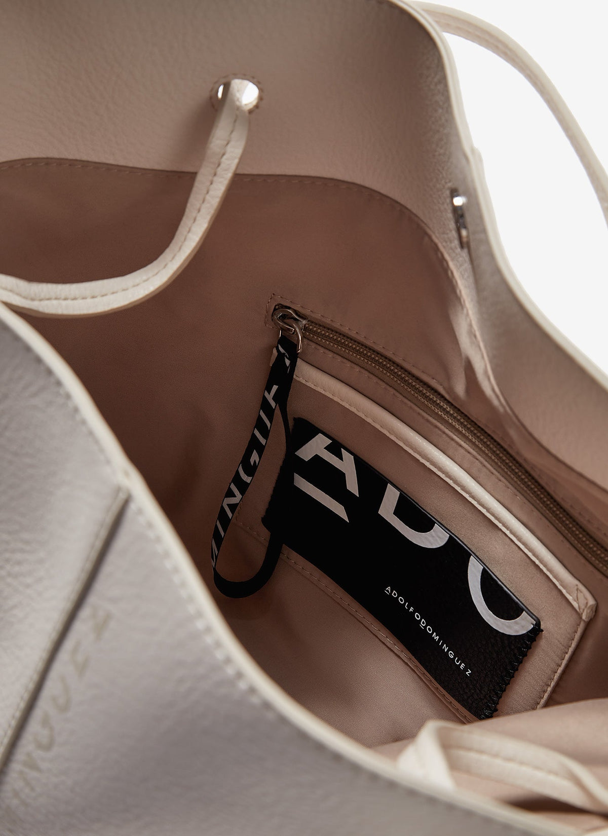 Ivory Hobo Bag With Granulated Finish