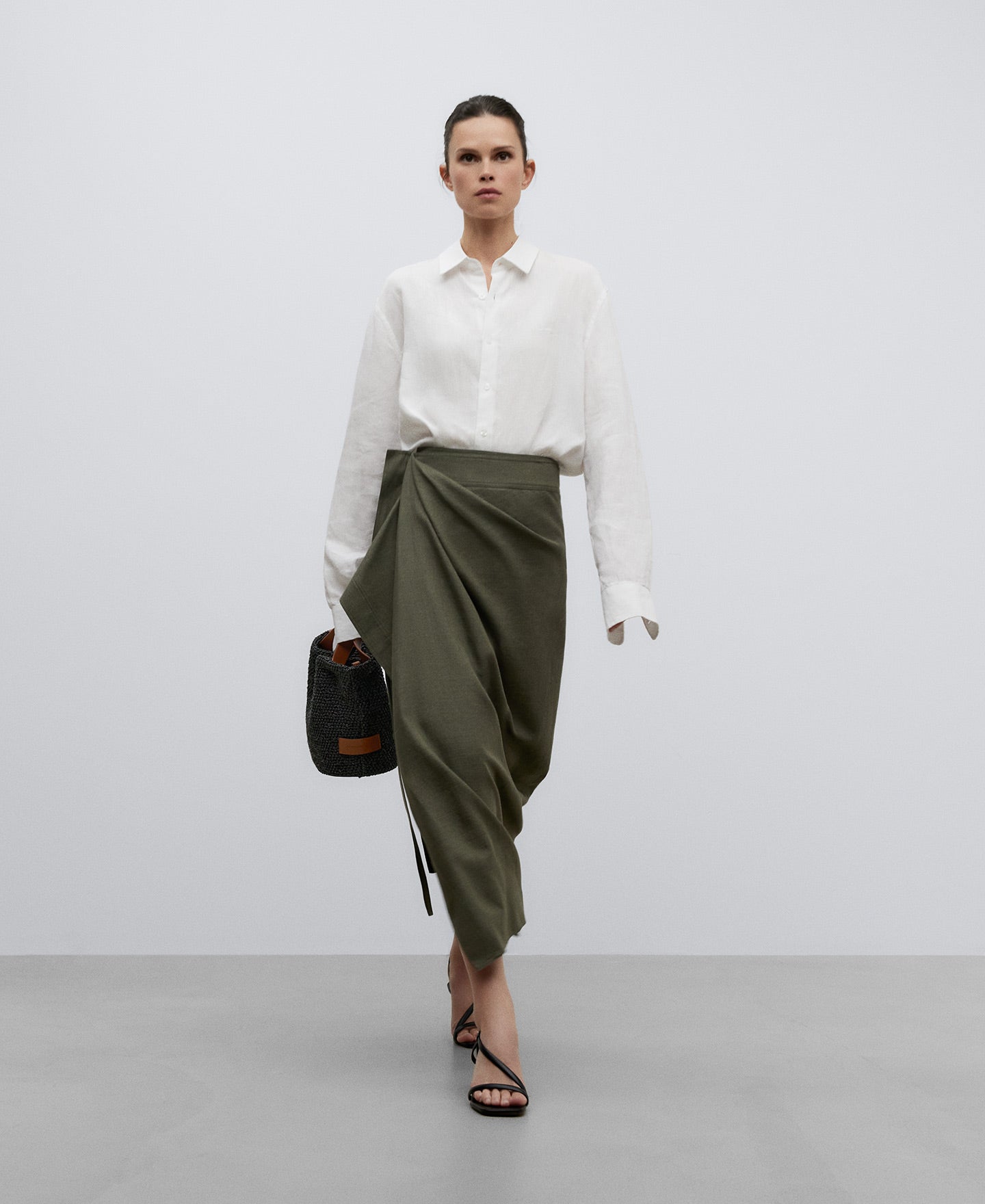 Black Textured Braided Medium Bag