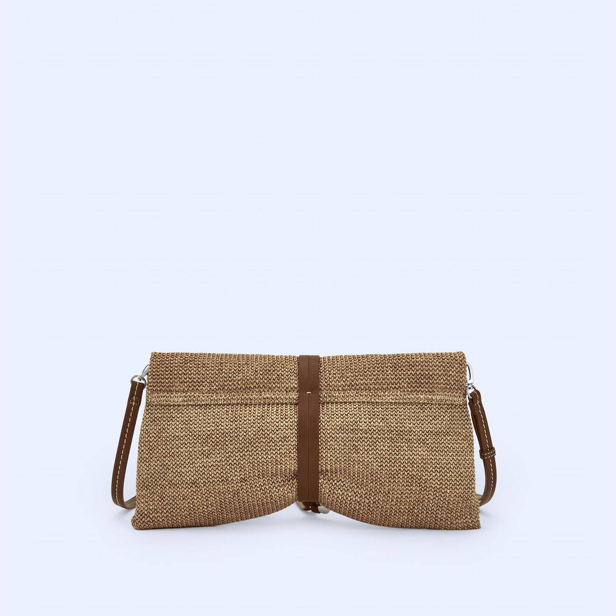 WhiteBraided Fabric Handbag