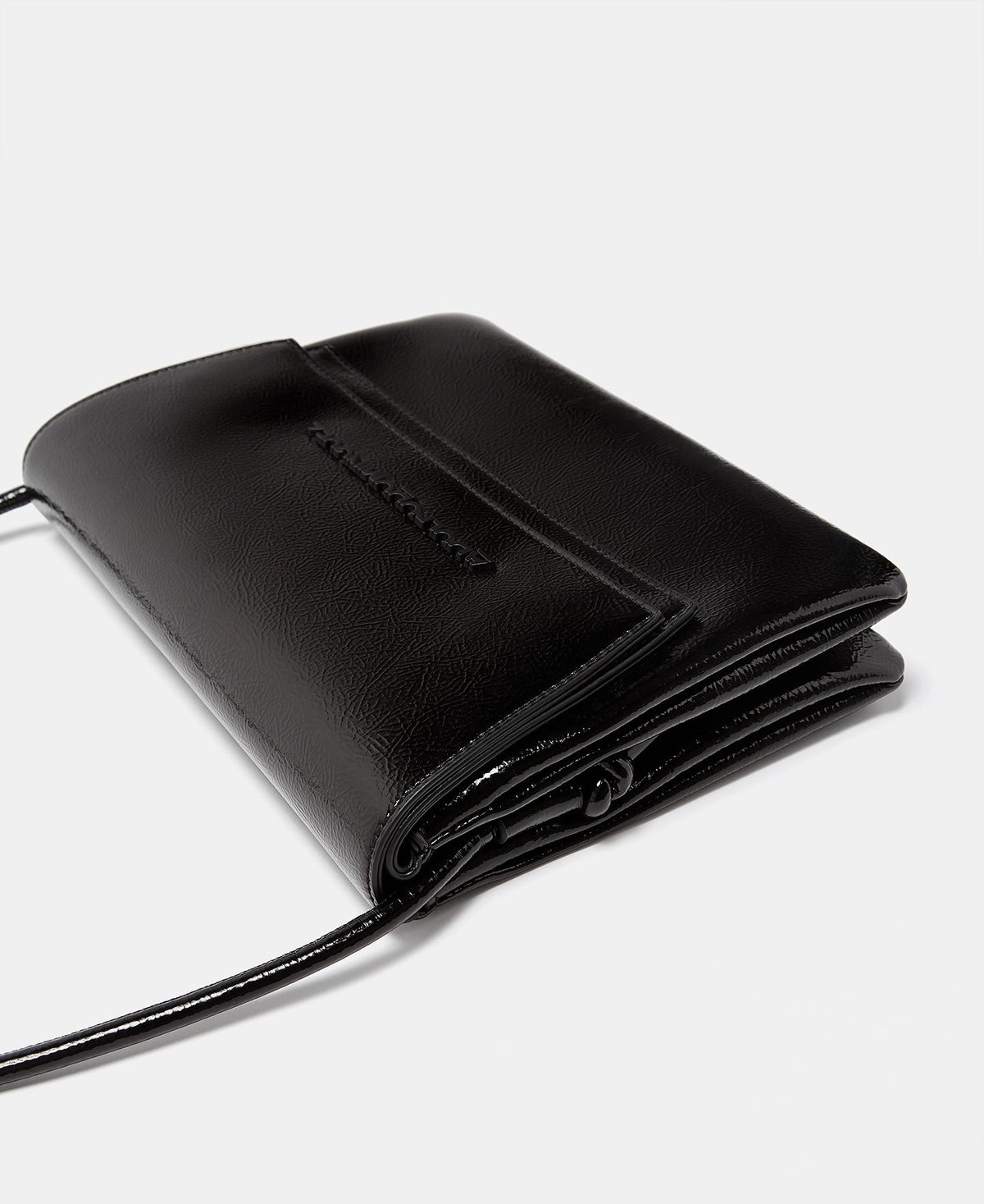 Black Recycled Material Sheen Crossbody Bag