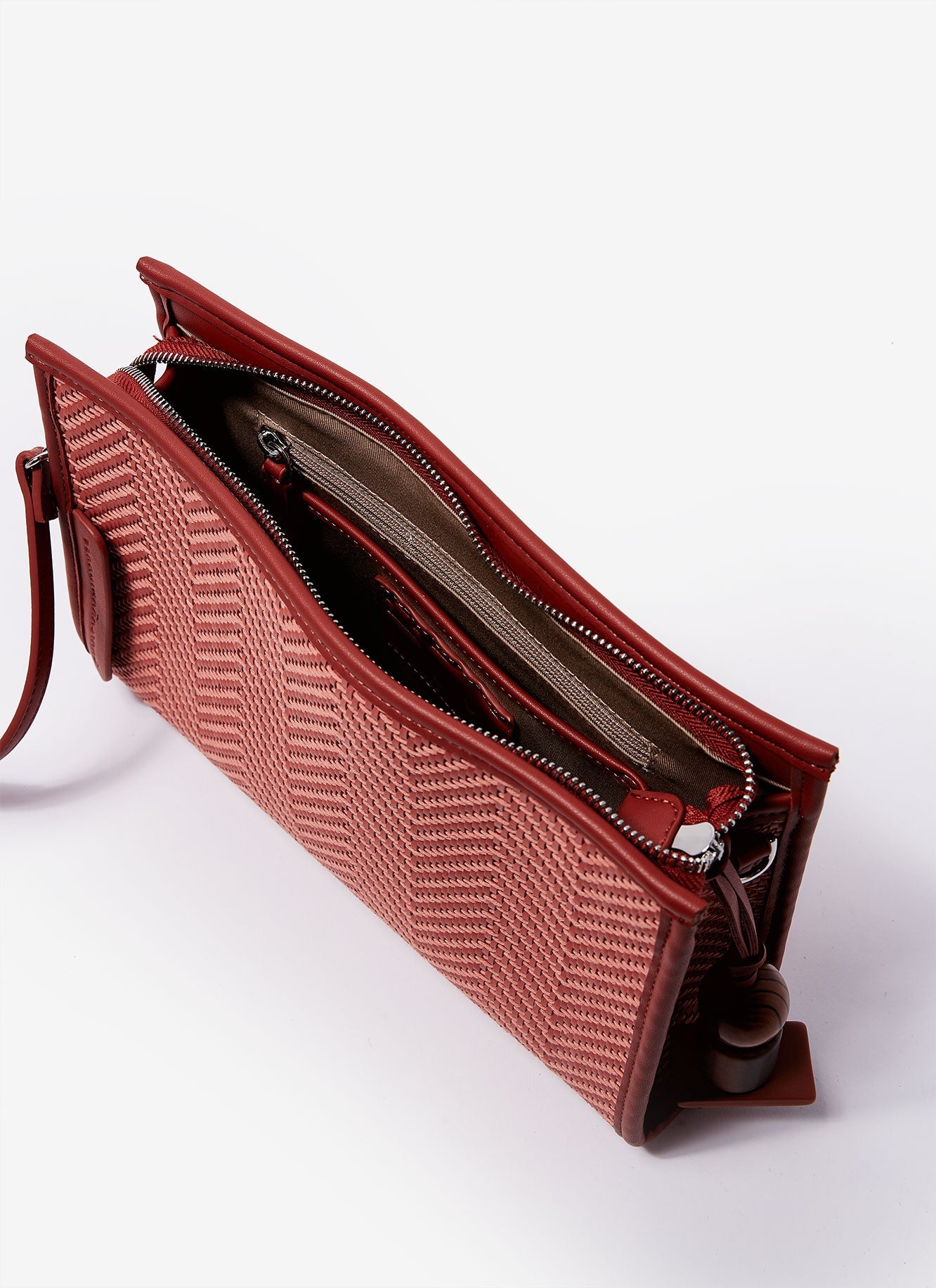 Pink Crossbody Bag With Raffia Finish