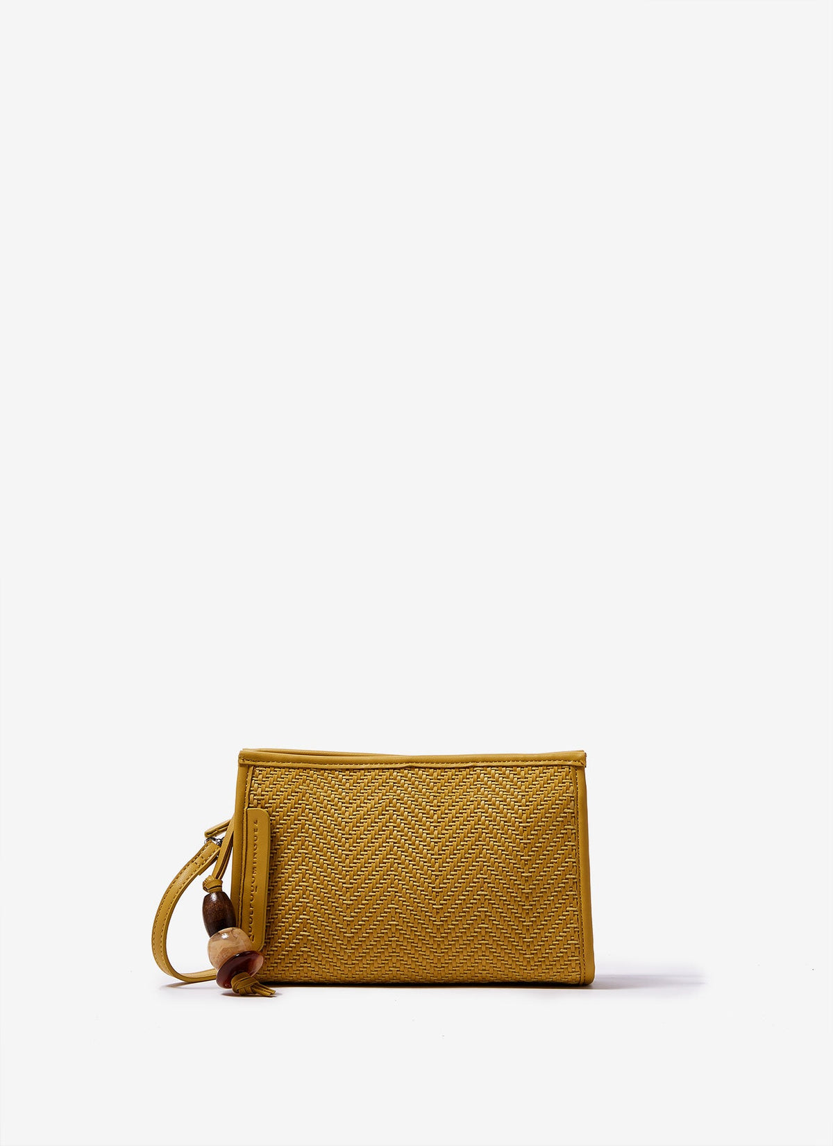 Yellow Mini Crossbody Bag With Raffia Finish