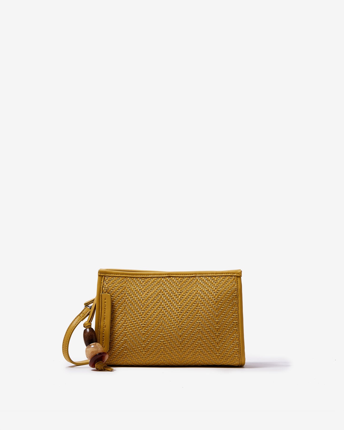 Yellow Mini Crossbody Bag With Raffia Finish